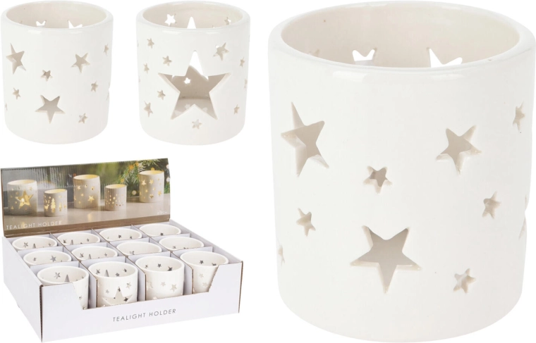 Porcelain tealight holder, white, 7.5 × 8 cm