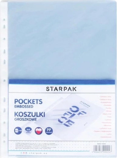 A4 document sleeves (Euro hole-punched), frosted plastic, 100 pcs