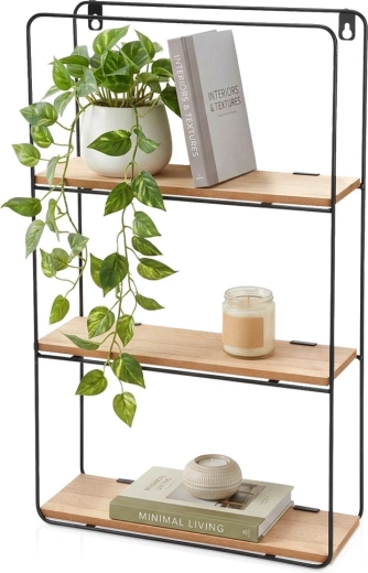 Wall-mounted metal shelf with 3 levels 30 × 10 × 50 cm