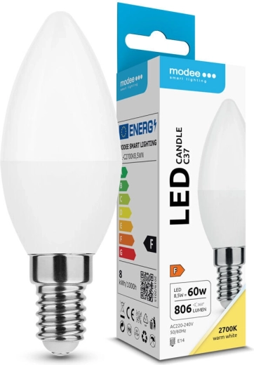 LED candle bulb C37 8.5 W E14 806 lm warm white Modee