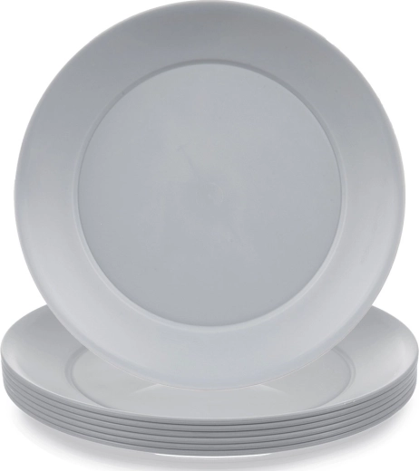 Plastic dessert plates SANDY 20.5 cm, grey, 6 pcs