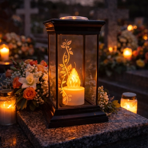 Solar lantern with LED candle 14 × 14 × 28 cm