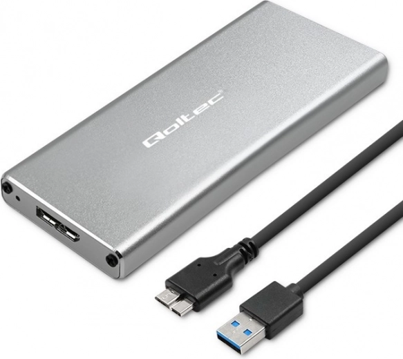 Алуминиев корпус за M.2 SSD SATA NGFF с USB 3.0, 5 Gb/s, 2 TB, сребрист