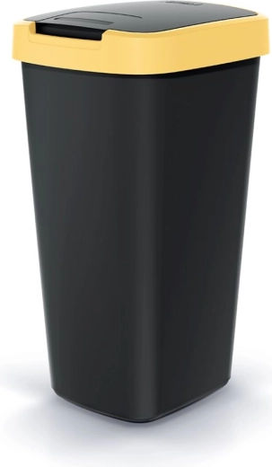 Compacta Q Flap 25 L Trash Bin with Yellow Lid