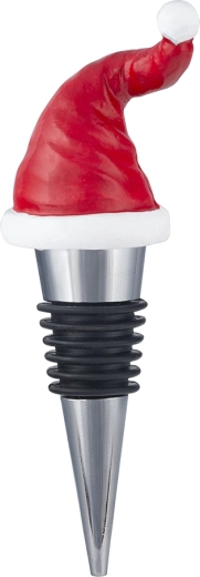 Wine stopper shaped like a Santa Claus hat