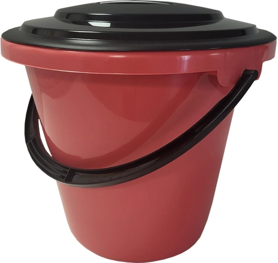 Plastic bucket with lid and measuring scale 16 l – mix of colors