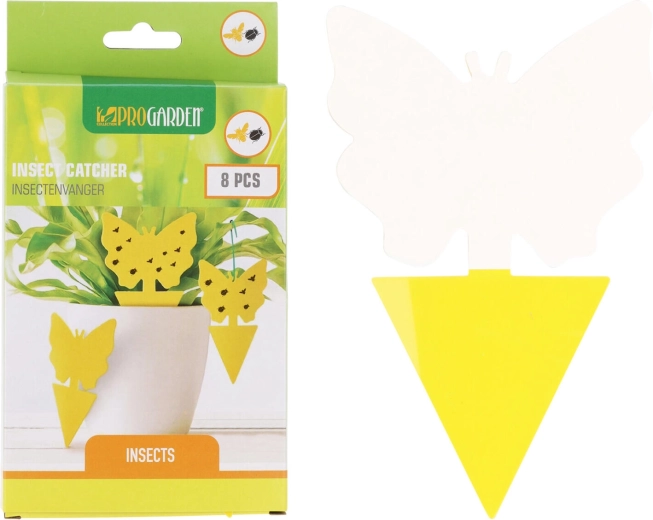 Sticky insect traps, mixed designs, yellow (8 pcs)