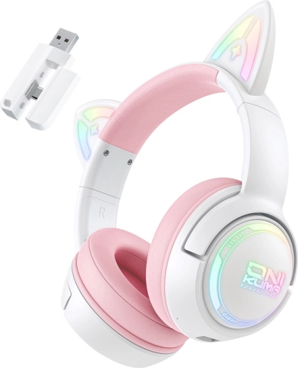 ONIKUMA GT838 Gaming Headset with Cat Ears – Pink