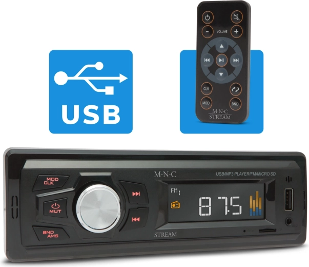 Авторадио M.N.C Stream с USB, AUX и microSD