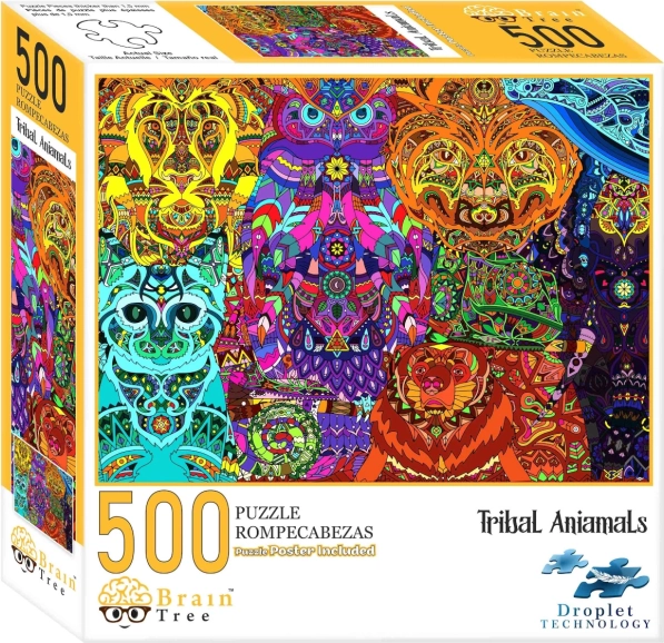 Пъзел Племенни животни 500 части Brain Tree