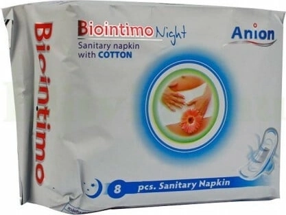 Biointimo Anion night sanitary pads with wings, 8 pcs
