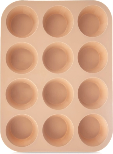 Silicone muffin pan for 12 pcs, beige 32.5 × 25 × 3 cm