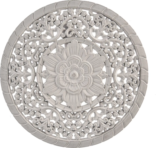 Mandala wooden wall decoration, white, 35 cm