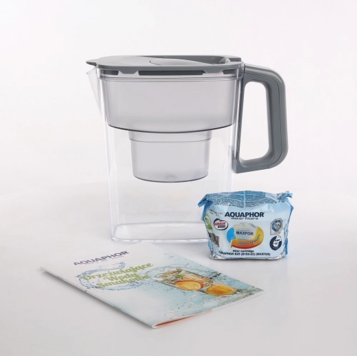 Compact water filter jug 2.4 L, grey, with B100-25 filter cartridge
