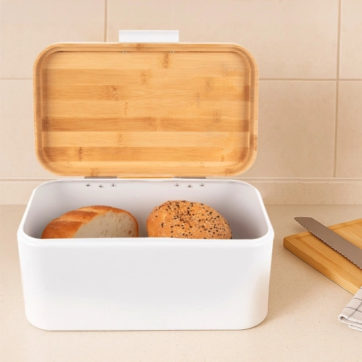 Spacious bread box for various types of baked goods