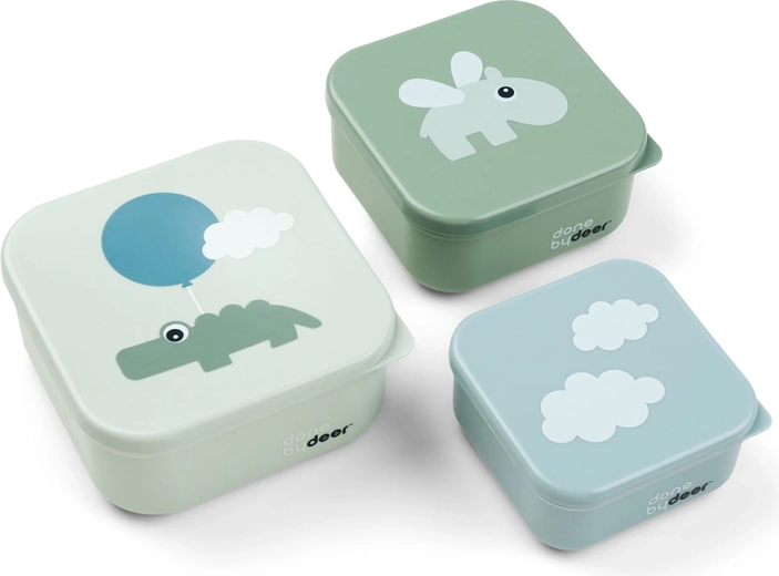 Done by Deer комплект кутии за закуска Happy clouds зелена 3 бр.