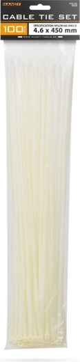 Self-locking cable ties, transparent, 450 × 4.6 mm, 100 pieces
