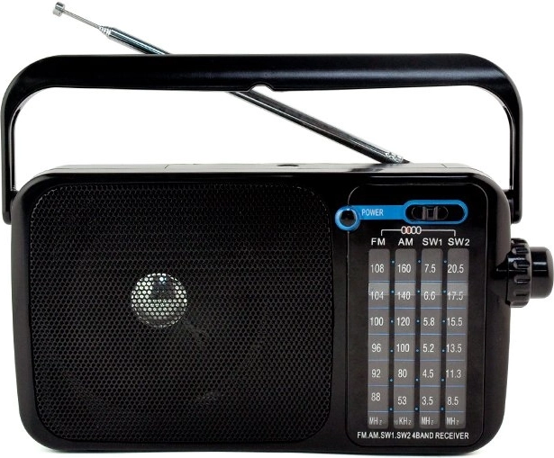Portable FM/AM/SW/LW radio with telescopic antenna