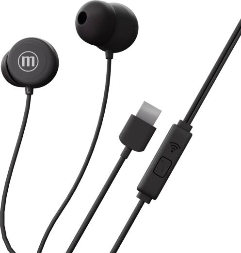 Maxell Inbax wired in-ear headphones USB-C black