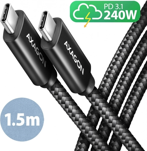 USB‑C кабел 1,5 m 240W PD с оплетка – AXAGON