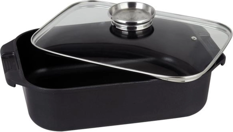 Roasting pan with glass lid 6.5 l, non-stick, black