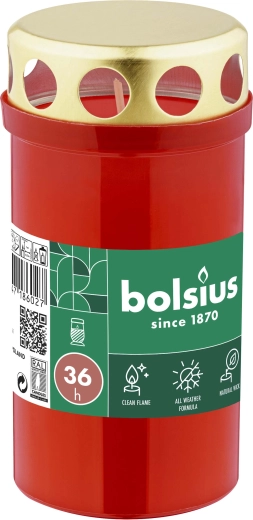 Bolsius grave candle 36 h red
