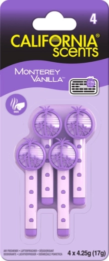 California Scents Vent Stick Monterey Vanilla – vent air freshener sticks (4 pcs)