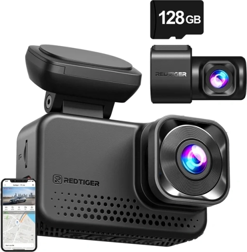 Автомобилна камера REDTIGER VC70 4K и 2,5K с Wi-Fi и карта 128 GB