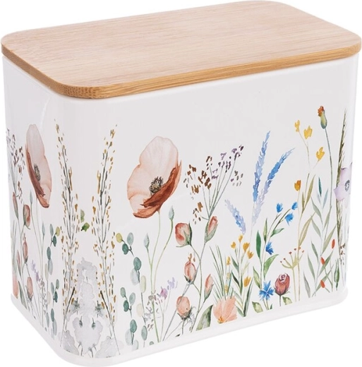 Metal storage tin with bamboo lid “POPPY SEEDS”