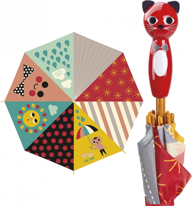 Colorful Children's Umbrella with Cat-Shaped Handle