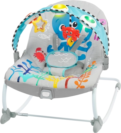 Музикално вибриращо бебешко шезлонгче за бебета и малки деца Baby Einstein Ocean Explorers Kick to It Opus, до 18 кг