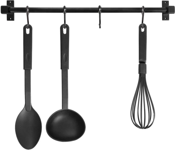 RADKA Wall-Mounted Kitchen Rail 50.5 cm – Black Metal