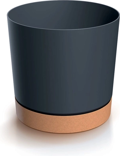Flower Pot with Saucer TUBO 10.8 cm Anthracite Naturo ECO