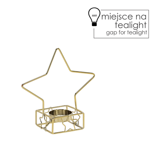 Golden metal star-shaped tealight holder