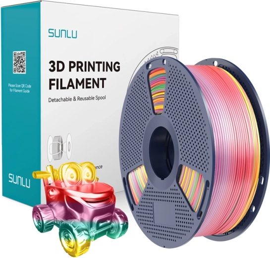 Sunlu PLA+ silk филамент дъговиден rainbow 01 1,75 mm 1 kg