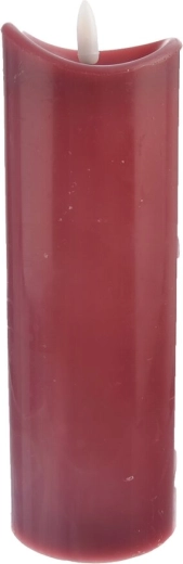 LED candle with timer, burgundy, 20 cm