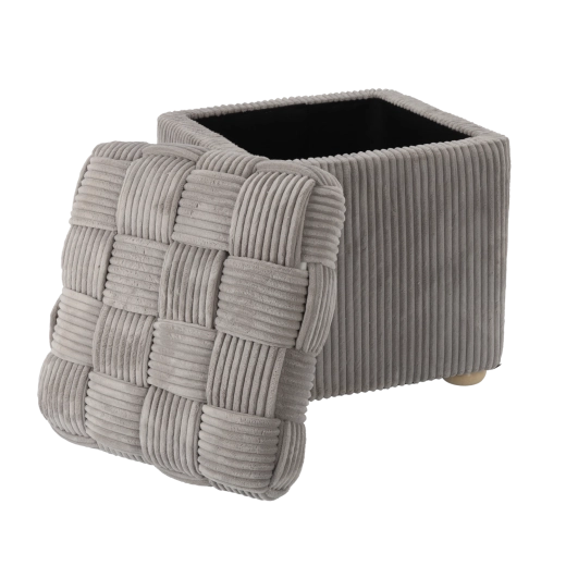 Square Woven Ottoman Light Gray 40 × 40 × 45 cm