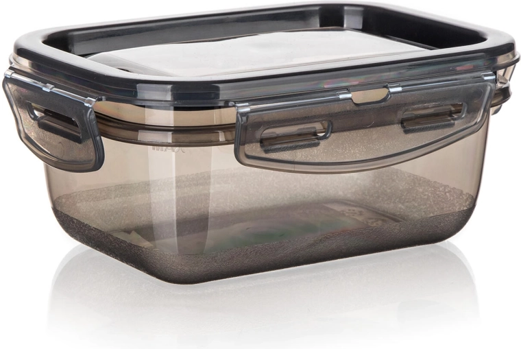 CADENZA rectangular container 0.45 l with clip closure, smoke-transparent plastic