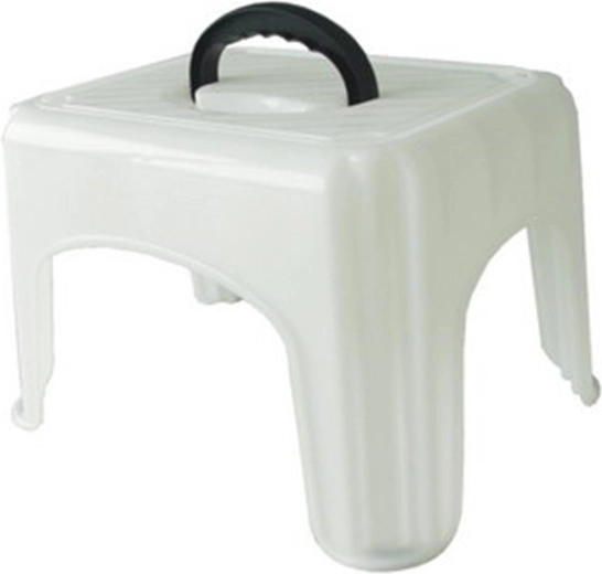Plastic step stool with handle, white, load capacity 150 kg