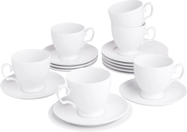 MariaPaula Klasyka White Coffee Set, 18 pieces for 6 people