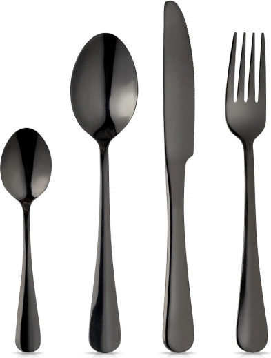 Vilde stainless steel cutlery set, black, 16 pcs for 4 people