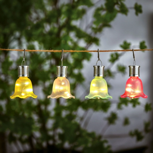 Hanging solar flower with 3 warm white LEDs - 1 piece