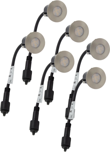 Вградена LED лампа за дърво 4,5 см, 0,2 W, IP67, комплект 6 бр.