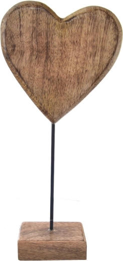 Mango Wood Heart Decoration on Stand