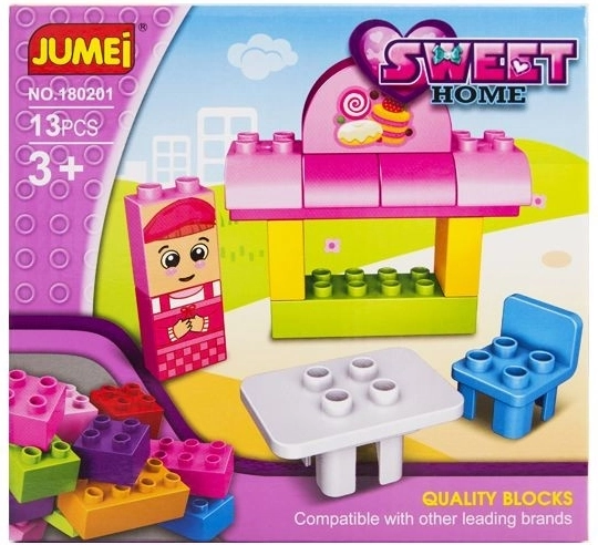 Конструкторни кубчета Jumei Sweet home сладкарница (13 части, 20 × 19 см) – 1 брой