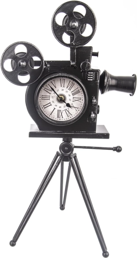 Freestanding Metal Clock in the Shape of a Camera