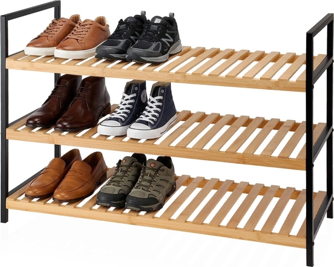 Storage Solutions bamboo shoe rack with 3 shelves 70 × 30 × 48 cm - 1 pc