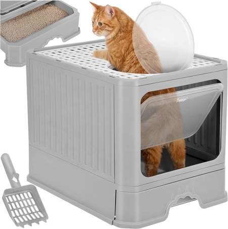 Covered cat litter box with drawer and scoop Purlov 50 × 36 × 38 cm