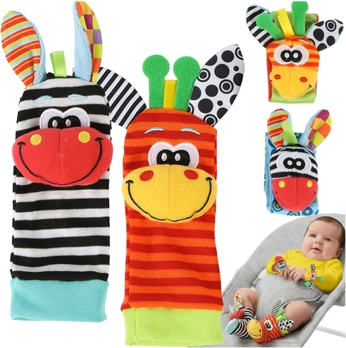 Kruzzel sensory rattle set – wristbands and socks for babies (4 pcs)