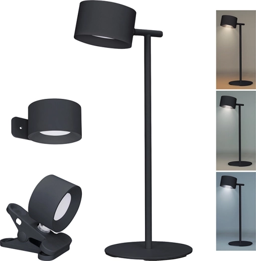 Solight LED rechargeable lamp 3-in-1 with dimming and light color change, black